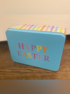 Makery Pastel Plaid Happy Easter Metal Tin